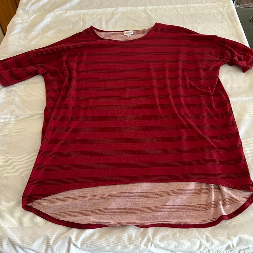 Lularoe Classic XL EUC red w dark red stripe